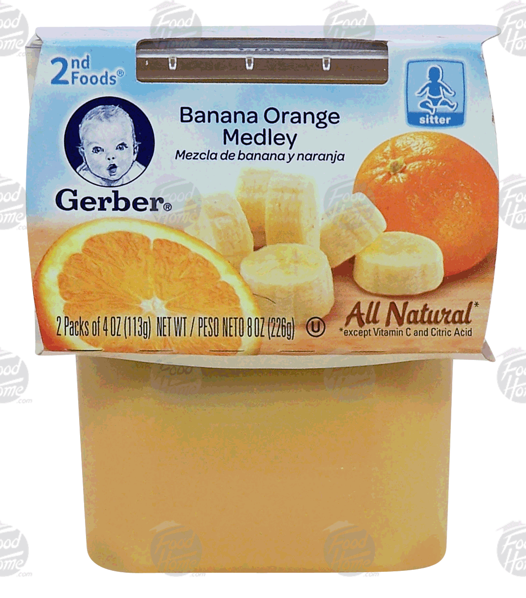 Gerber All Natural banana orange medley baby food, stage 2, 2-pack Full-Size Picture